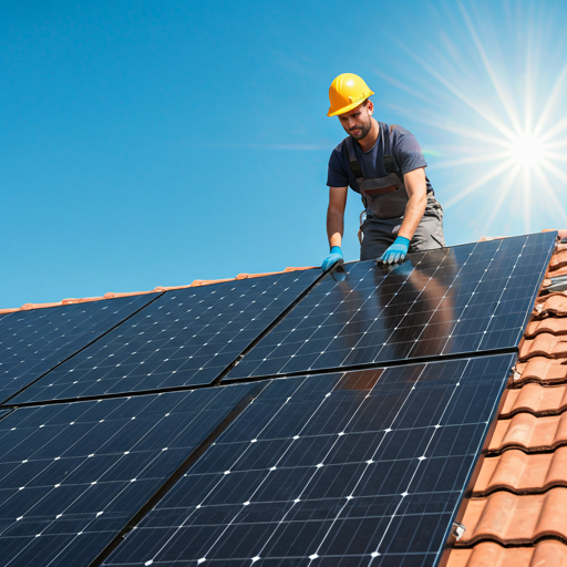 Installation de panneaux solaires en toiture